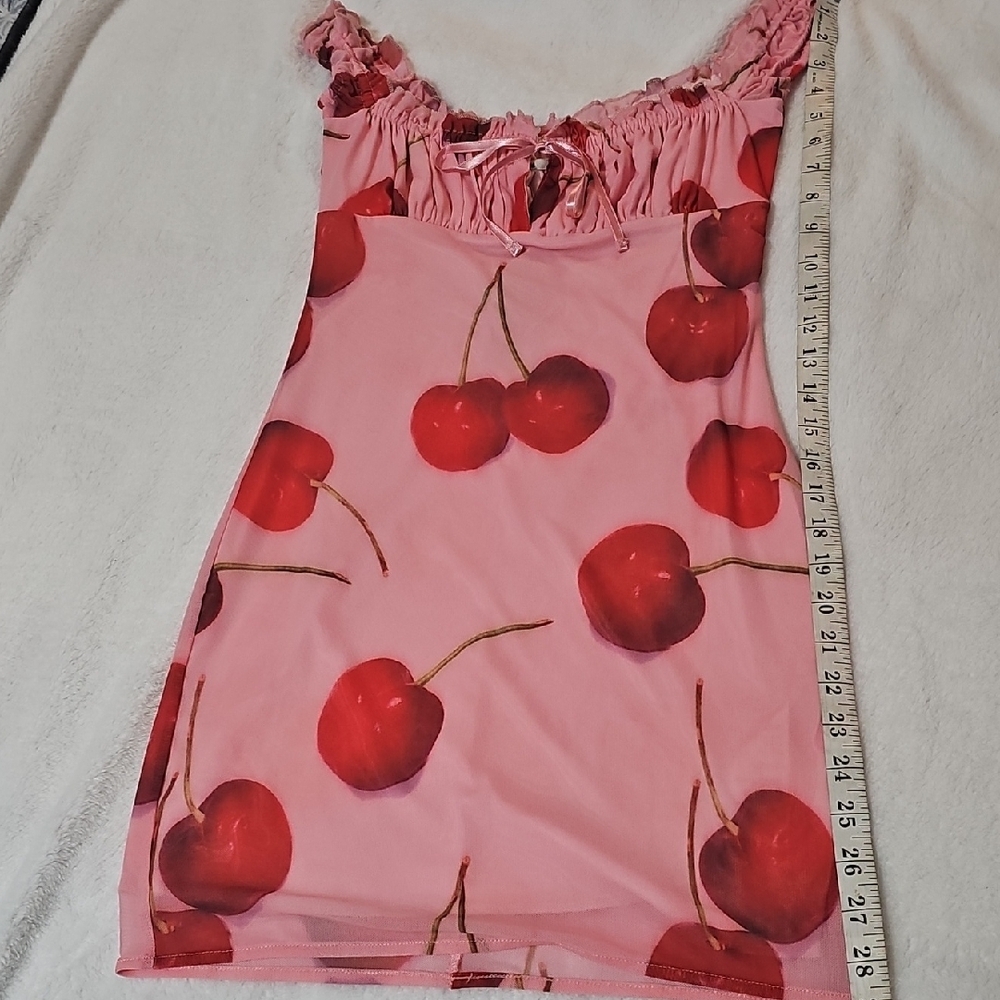 Cherry Print Pink Women's Top